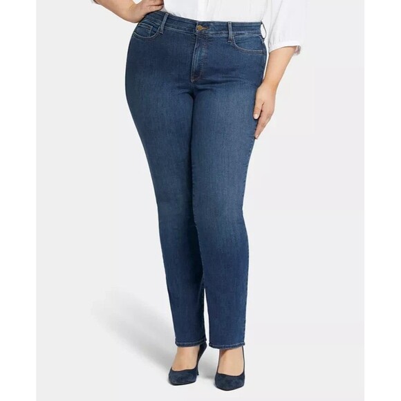 NYDJ Women's Plus Size Marilyn Straight Leg Jeans Blue Denim Cooper 22W - Picture 1 of 10